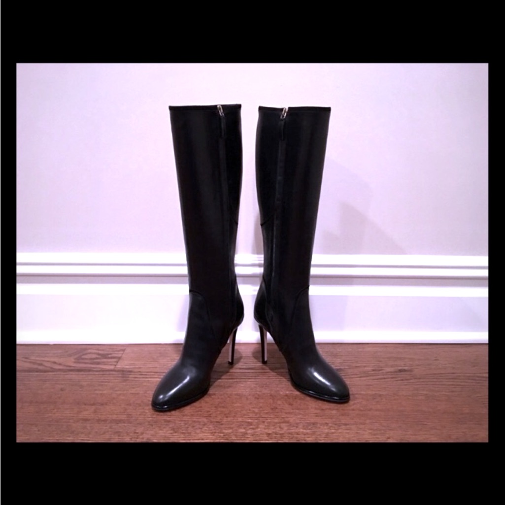 Dvf Diane Von Furstenberg Black Knee High Leather Boots Nwt Sz 36.5